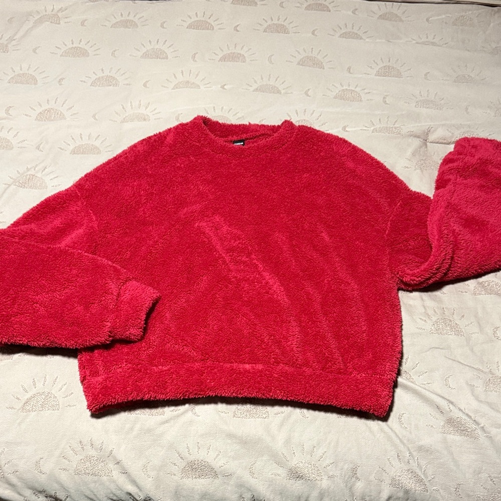 SHEIN Vibrant Red Fuzzy Sweater